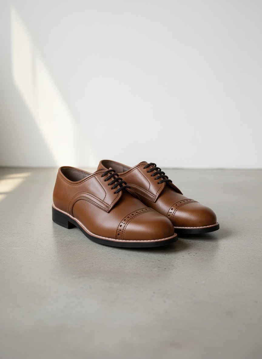 Kings Brogue Derby in chestnut full-grain leather